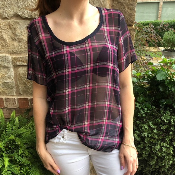 Great for Work: Sheer Plaid Tunic - Picture 1 of 4